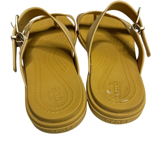 Crocs Tulum Toe Post Sandals Sz 7 Beige Buckle Iconic Comfort Thong Slides Women - Picture 5 of 11